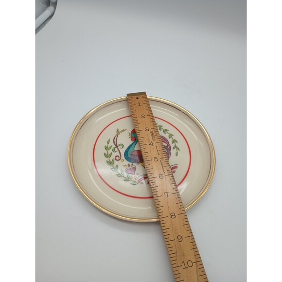 Vtg Hyalyn Rooster Plate Hearts Laurel Gold Rim Salad Lunch - Picture 3 of 4